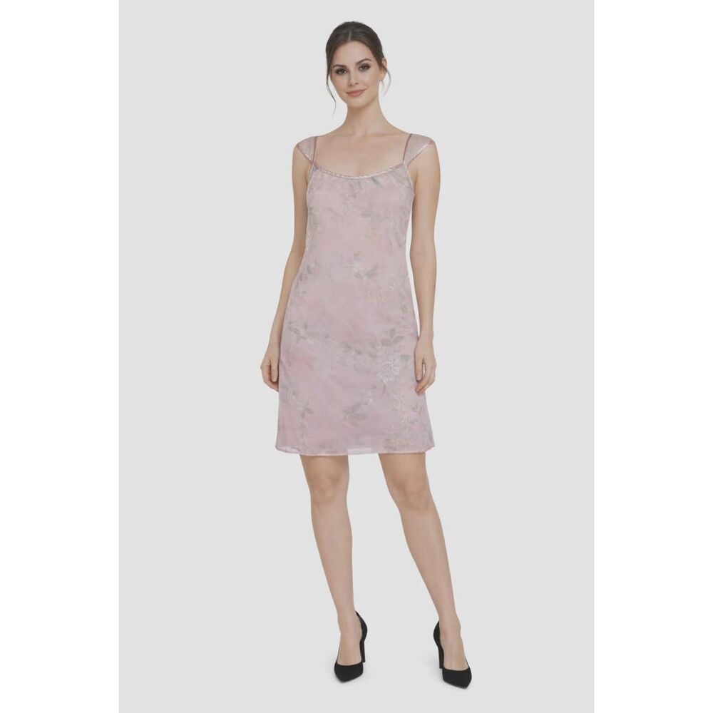 Valerie Stevens Slip Dress Pink Floral Sheer TANK Women's WOMAN'S LARGE